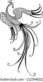 Vector image of a fabulous flying bird