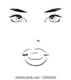 vector image face of girl isolated on white