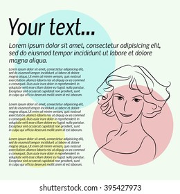 vector image of the face of the girl on the advertising leaflet