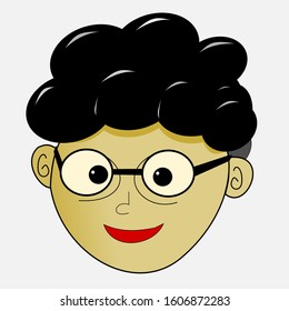 vector image of a face with round hair