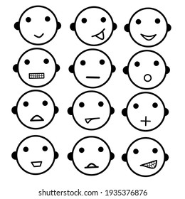 vector image of facial expressions that can be used as icons, symbols, and send messages
