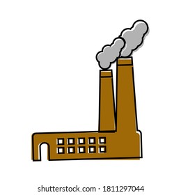 Vector Image factory icon cartoon style on white isolated background.