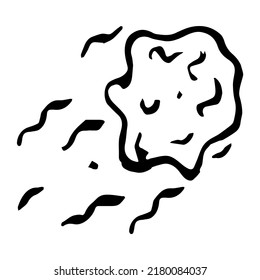 Vector image of a falling asteroid.  Space object, doodles.