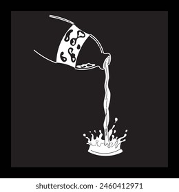vector image of falling milk splash, splash milk icon