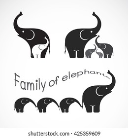 Vector image of family elephants on white background, Wild Animals, Vector illustration. elephants icon.