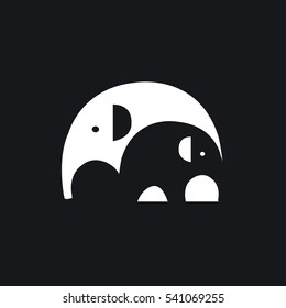 Vector image of family elephants on black background, Wild Animals, Vector illustration.

