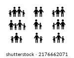 Vector image of a family. Icon of a large family consisting of a father, mother, daughter and son. A set of icons of various families