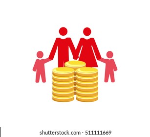 Vector image of a family with money