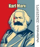 Vector image of famous German philosopher, hope style illustration