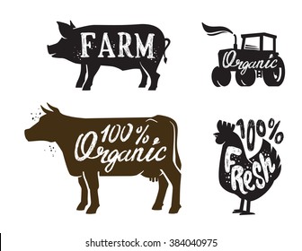 vector image of Farm Animal and text icon