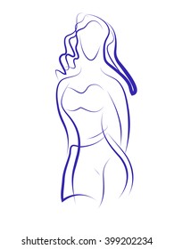 One Line Drawing Nude Female Body Stock Vector (Royalty Free) 2077399054