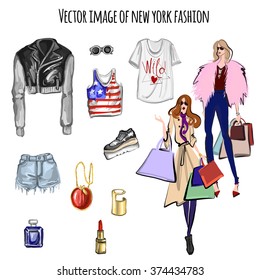 Vector image with fashion items