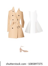 Vector image of a fashion look. Example of making a basic set for every day