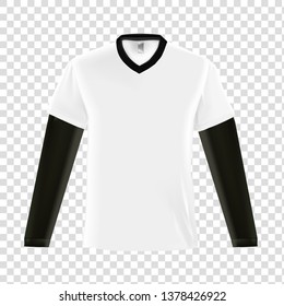 
Vector image of a fashionable male t-shirt on a white background. White men's t-shirt with black long sleeves.