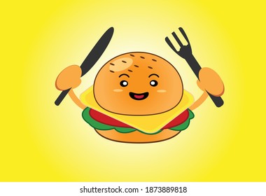 vector image of fast food burger, although not healthy, but popular with many people, delicious and varied contents
