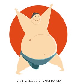 Vector Image Of A Fat Happy Sumo Fighter