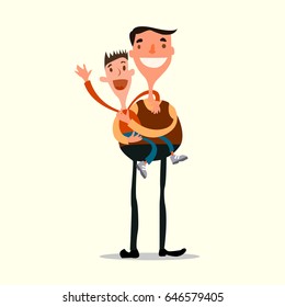 Vector image of father with son.