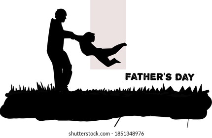 Vector image of father with son, commemorating father's day.