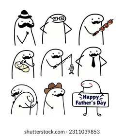 Imagen vectorial del meme de internet del día del padre flork en diferentes ocasiones.