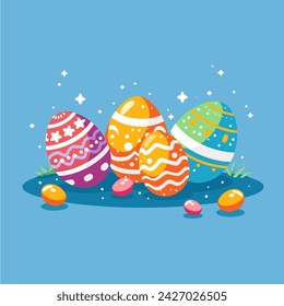 Vector image featuring Easter eggs
