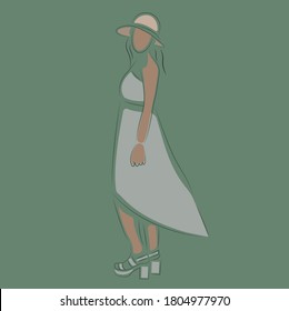 Imagen vectorial de una silueta hembra en un estilo abstracto. Esbozo de moda