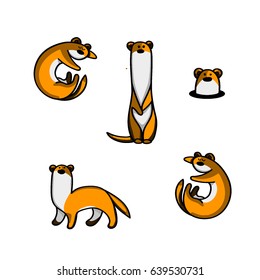 Vector image ferret in children's style