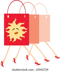 vector image of few walking handbags