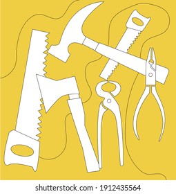 Vector image with few woodworking tools.