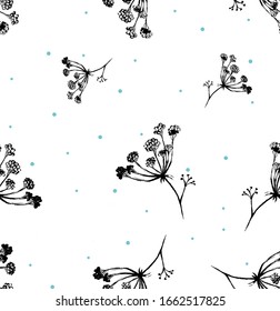 
Vector image of a field flower. Decorative element, pattern of wildflowers. Minimalistic stylized print in black and white