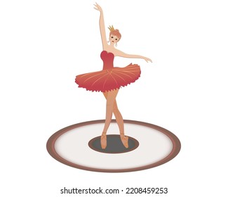 Vector image of a figurine of a ballerina on a round stand