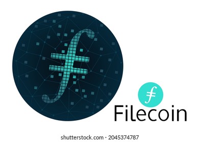 Imagen vectorial de Filecoin. Criptodivisa, infografía
