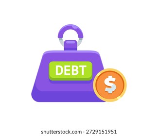 Vector Imagen de símbolo fino, símbolo de deuda. Símbolo de deuda con icono de dólar.