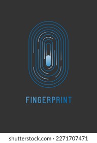 Vector image, fingerprint. Icon, badge and symbol, logo, modern gradient on black background
