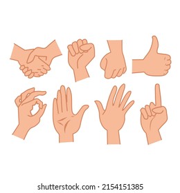 Vector image of fingers sharing various gestures