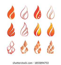 Imagen vectorial de símbolos de fuego para iconos y uso en diseño