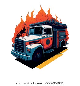 vector image of fire truck illustration