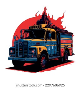 vector image of fire truck illustration