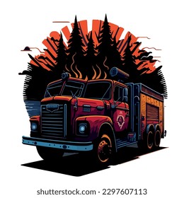 vector image of fire truck illustration