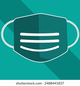 A vector image of a first aid mask in bright green, with a soft oval shape that fits the face. The mask has a minimalist design with two side straps for the ears. 
