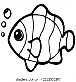 Vector, Image of Fish, black and white color, on a transparent background
