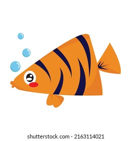 Vector image of a fish , design style, animal, art, symbol, logo, aquatic, orange fish, Illustrator, on white background