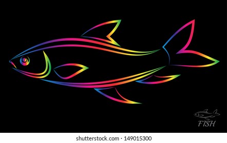 Vector image of an fish on black background 