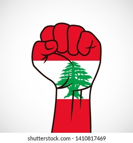 The vector image of Fist with flag of Lebanon