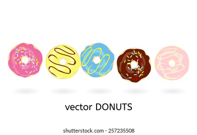 Vector image of five colorful donuts