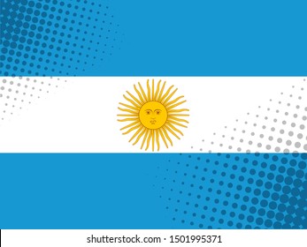 Vector image of the Flag Of Argentina with a dot texture in the style of comics