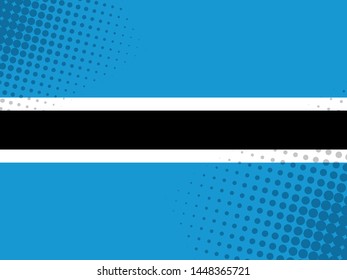 Vector image of the flag of Botswana with a dot texture in the style of comics