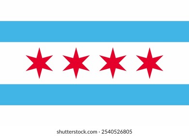 Imagem vetorial da bandeira de Chicago com proporções exatas e cores oficiais