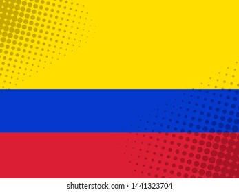 Vector image of the flag of Colombia with a dot texture in the style of comics.