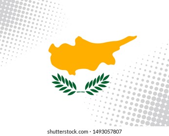 Vector image of the flag of Cyprus with a dot texture in the style of comics.