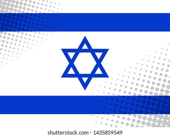 Vector image of the Flag Of Israel with a dot texture in the style of comics